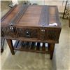 Image 2 : ASHLEY FURNITURE SLIDING TOP STORAGE CABINET WITH RECTANGLE END TABLE WITH DARK BROWN FINISH