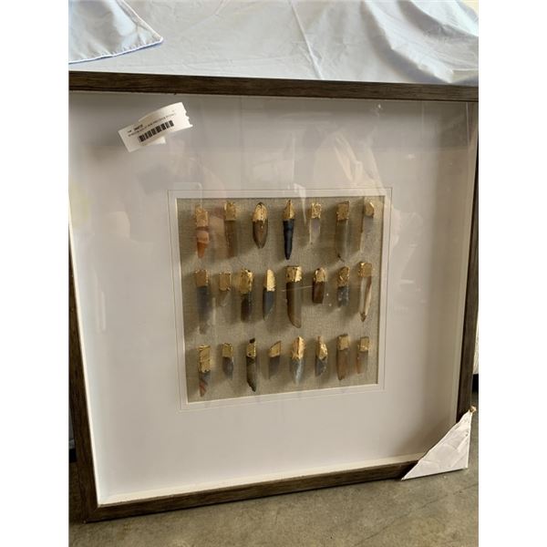 SHADOW BOX OF SEMI PRECIOUS STONES WRAPPED IN 24K GOLD FLAKE