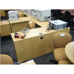 Oak L-shape Double Pedestal Desk