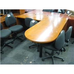 Cherry L-shape Bullet Top Desk