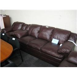 Oxblood 3 Piece Leather Sofa Set