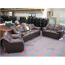 Oxblood 3 Piece Full Leather Sofa Set