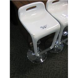White & Chrome Gas Lift Bar Stool
