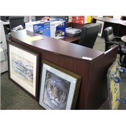 Mahogany L-shape Bow Front Reception Desk