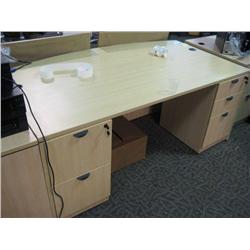 Maple Bowfront Double Pedestal Desk
