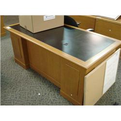 Oak Inlay Double Pedestal Desk