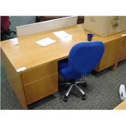 Beech Double Pedestal Desk With Credenza