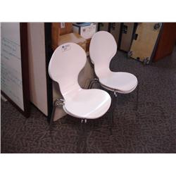 4 White Stacking Chairs With Hardware