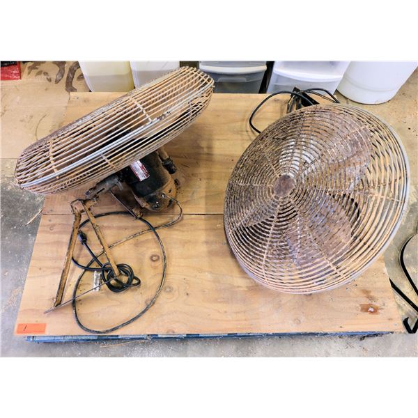 Qty 2 Metal Dayton Shop Fans 20" & 24' Dia w/ Mounts (works)