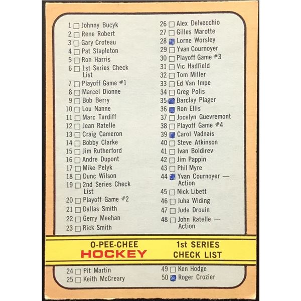 1972-73 O-PEE-CHEE 1st SERIES CHECKLIST