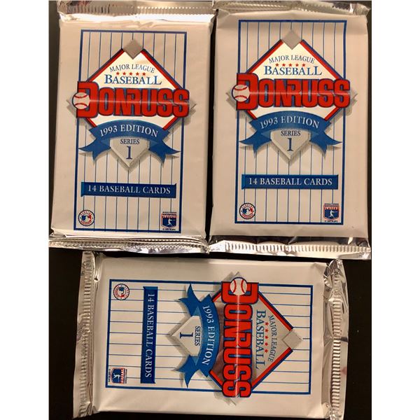 1993 DONRUSS BASEBALL FOIL PACKS (3)