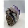 Image 7 : 4.5 X3.6 INCH POLISHED AMETHYST GEODE WITH AGATE FORMATION ON SIDES