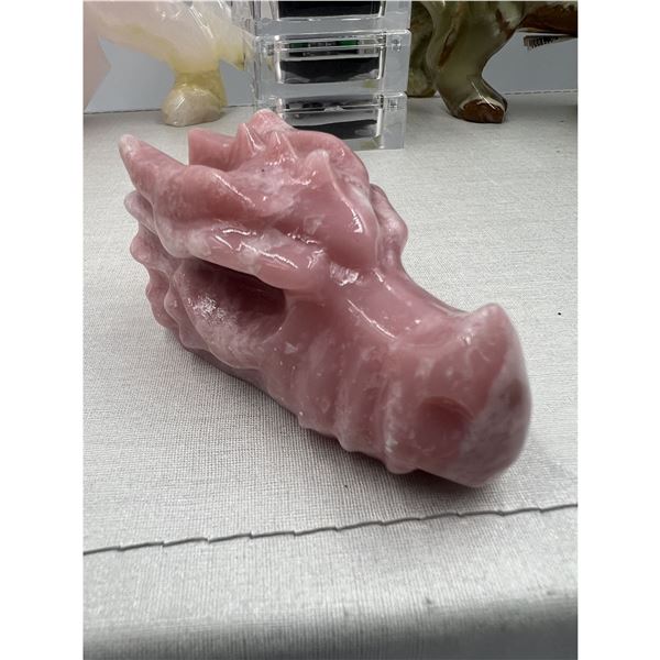 2.7 INCH  PINK OPAL DRAGON SKULL