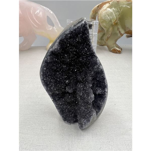 3.1 INCH BLACK AMETHYST GEODE FLAME (BEAUTIFUL WITH SHINE)