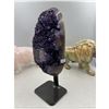 Image 3 : 9.5 X 3.8 INCH  HIGH GRADE URUGYAN AMETHYST CLUSTER ON METAL STAND