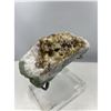 Image 6 : 8 X 7 INCH RARE FORMATION  PURPLE AND GREEN FLUORITE WITH BARITE ON STAND