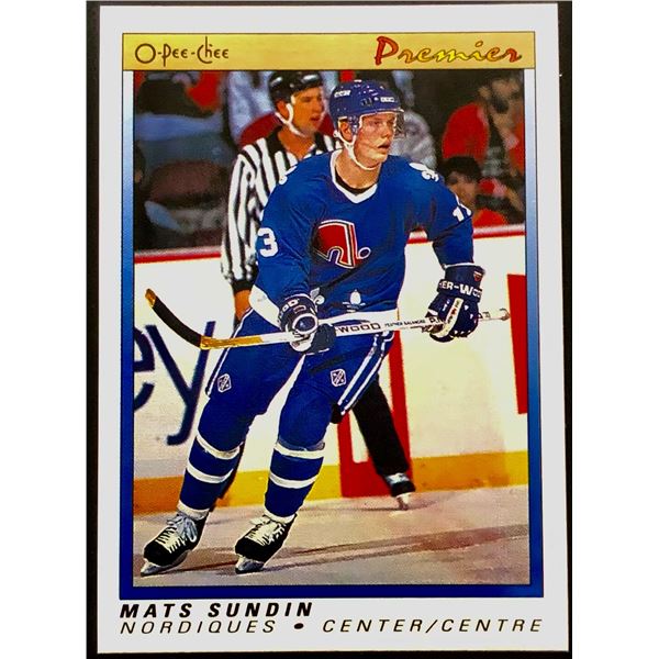 1990-91 O-PEE-CHEE PREMIER MATS SUNDIN (HOF) ROOKIE CARD