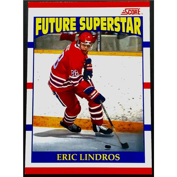 1990-91 SCORE ERIC LINDROS (HOF) ROOKIE CARD