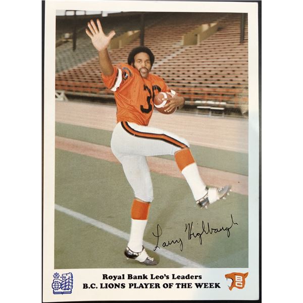 1972 B.C. LIONS RBC LARRY HIGHBAUGH (HOF)