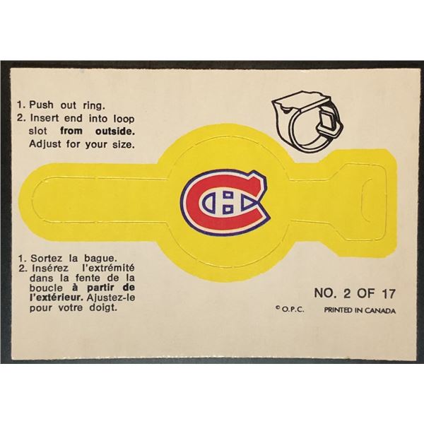 1973-74 O-PEE-CHEE MONTREAL CANADIENS - RING INSERT