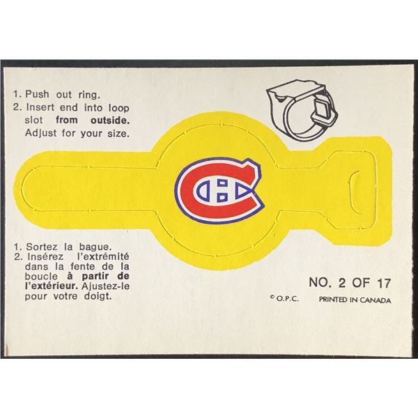 1973-74 O-PEE-CHEE MONTREAL CANADIENS - RING INSERT