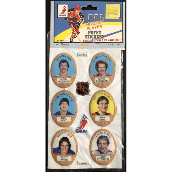 1983-84 NHL PUFFY STICKERS - LARRY ROBINSON / GLENN ANDERSON (HOF)