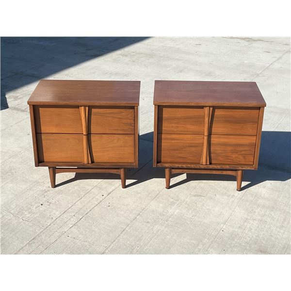 Pair Mid Century Night Stands / Side Tables - Approx: 24 x 15 & 22"T