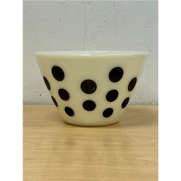 1950s Fire King Black Polka Dots Mixing Bowl - shows use, see photos 7.5"W 4.5"T
