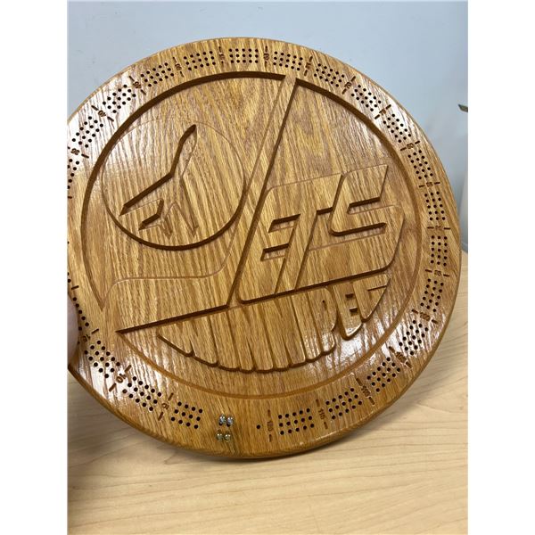 Custom Made Winnipeg Jets Cribbage Crib Board - nicely done - approx: 15.5"