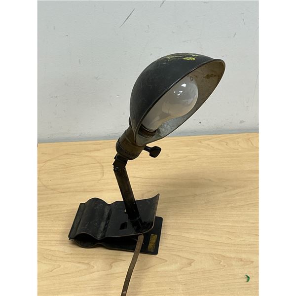 Vintage Industrial Deco Clamp Lamp - works, old cord - see all photos