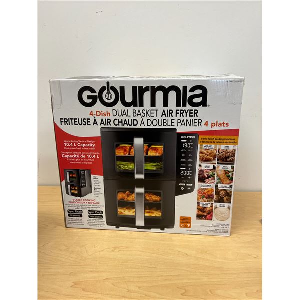 Gourmia 4-Dish Dual Basket Air Fryer - see all photos for size and details
