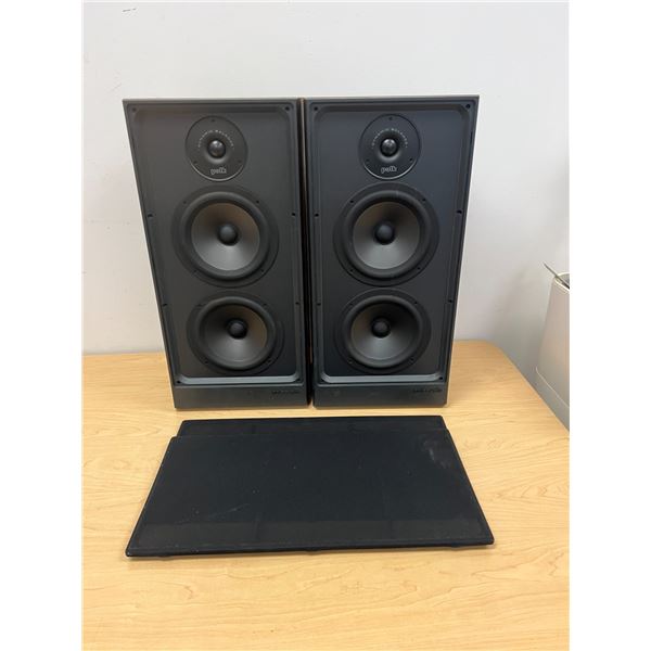 Polk Audio Speakers with Grills - Not tested - Approx: 10 x 7.5 & 21.25" T