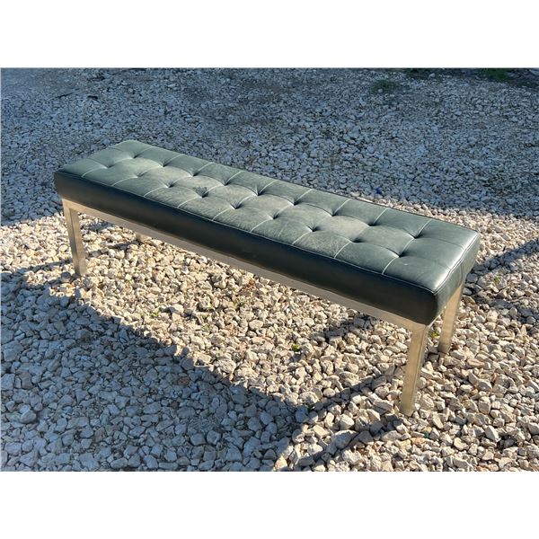 Stainless Steel Bench (possibly Leather) - see photos for condition 61 x 18 & 19"T