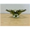 Image 2 : Heavy Green Art Glass Ashtray 7" W