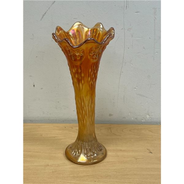 Fenton? Carnival Glass Ruffled Edge Vase 9.75"