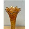 Image 2 : Fenton? Carnival Glass Ruffled Edge Vase 9.75"