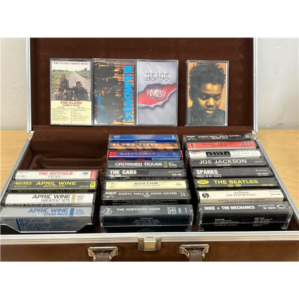 24 Music Cassette Tapes & carry case - good mix - see all photos