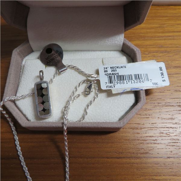 24" 925 Silver chain and pendant.  Chain is brand new with tags still on