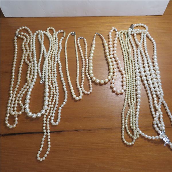Vintage Pearl necklace lot.  Includes 10 necklaces of varying lengths