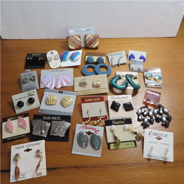 Lot of 24 pairs of vintage new old stock pierced earrings - see description and photos