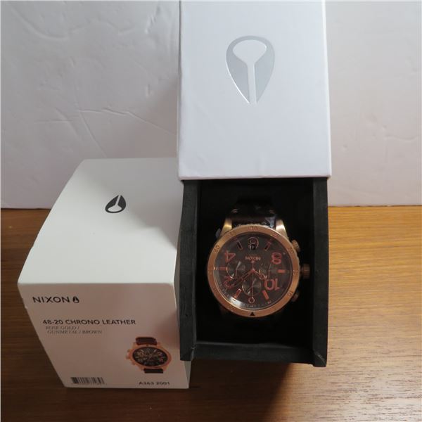 NIXON 48-20 Chrono leather strap watch - brand new with plastic on