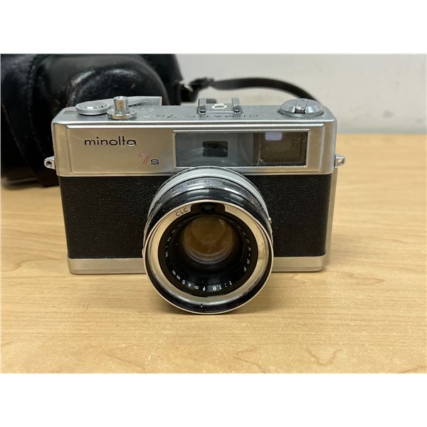 Minolta Hi-Matic 7S Film Camera with Case - not tested, see all photos