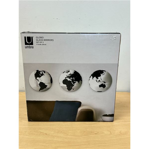 New Umbra Globo Globe Style Glass Mirrors - set of 3