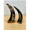 Image 1 : 2 Figural Carved Horns - taller approx: 12.5"
