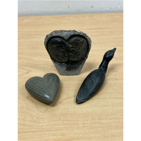 3 Stone Carvings - Bird approx: 5"