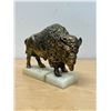 Image 1 : Metal Bison on Stone Base 8"W 6.25"T