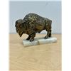 Image 4 : Metal Bison on Stone Base 8"W 6.25"T