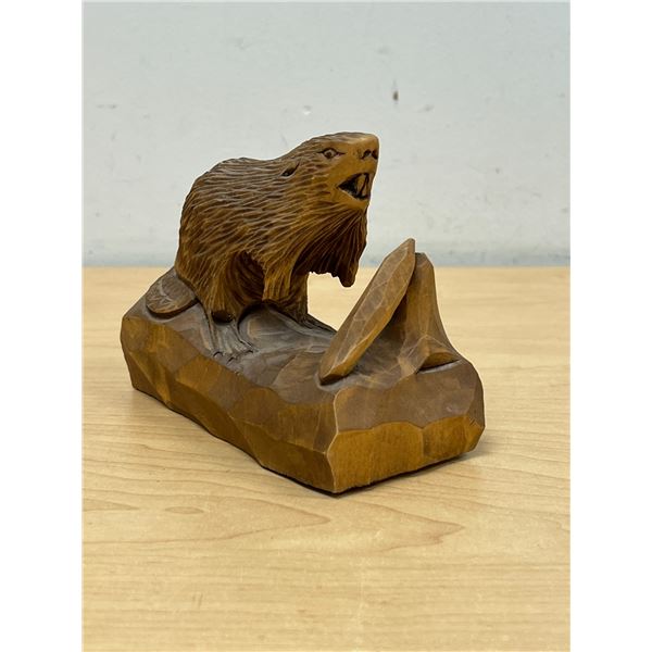 Gaston Turcotte Beaver Carving 5"W 4"T