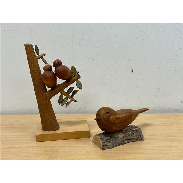 Artist Signed Figural Bird Carvings - Taller 6.25"