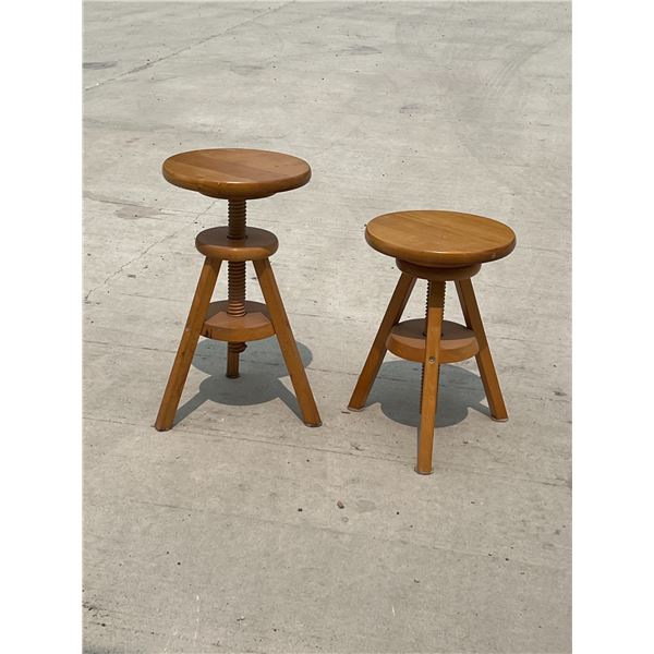 Height Adjustable Wooden Stools - 12" seat width